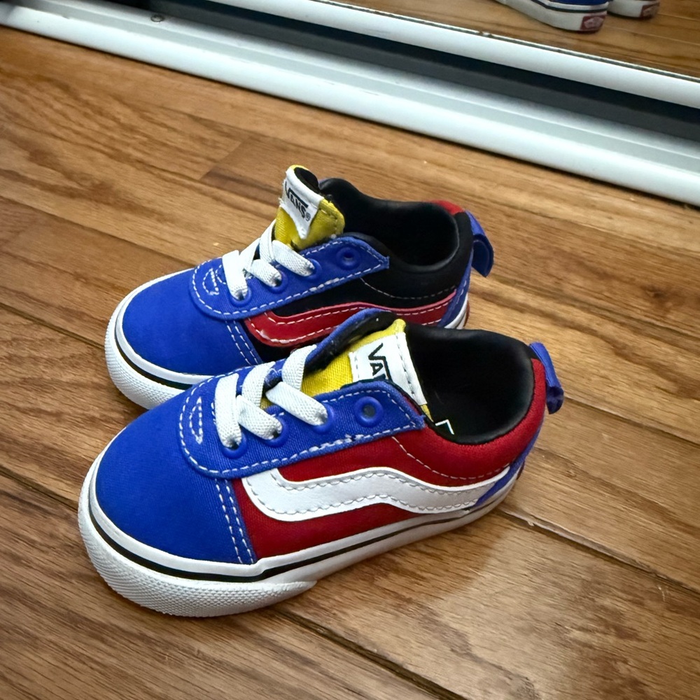 Vans Kids Sneakers in Blue, Red, and Yellow